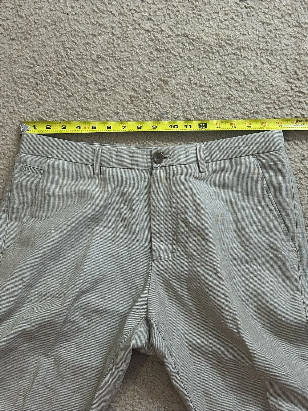Banana Republic Kentfield Linen Cotton Pants Men's 33x32 Beige Straight Leg